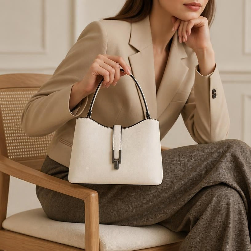 Sac à main écru Élégance